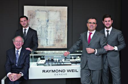 Raymond Weil : une histoire de famille… Raymond Weil, son beau-fils Olivier Bernheim et ses fils Elie et Pierre. 